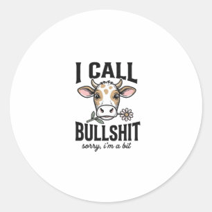 Lustige Kuh, die ich Vintage-Shirt-Design nenne_1 Runder Aufkleber