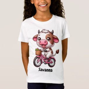 Lustige Kuh fährt Fahrrad T-Shirt