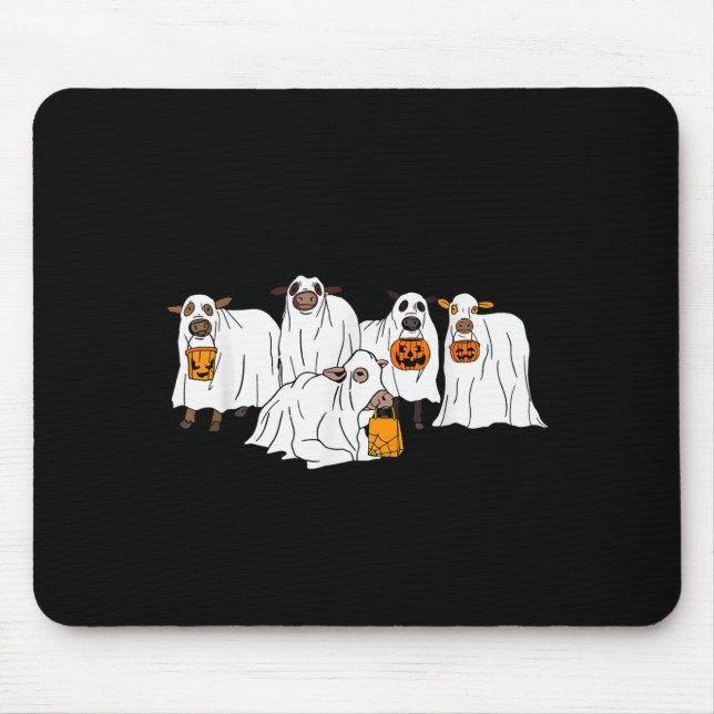 Lustige Kuh Geist Halloween Farmer Süßigkeit oder  Mousepad (Vorne)