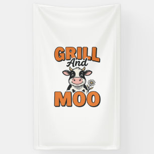 Lustige Kuh Grill Und Muh Vintage T-Shirt Design_1 Banner