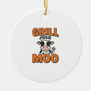 Lustige Kuh Grill Und Muh Vintage T-Shirt Design_1 Keramik Ornament