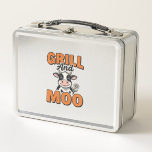 Lustige Kuh Grill Und Muh Vintage T-Shirt Design_1 Metall Brotdose