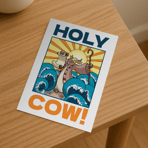 Lustige Kuh Heilige Kuh! Visueller Wortwitz Tier C Postkarte