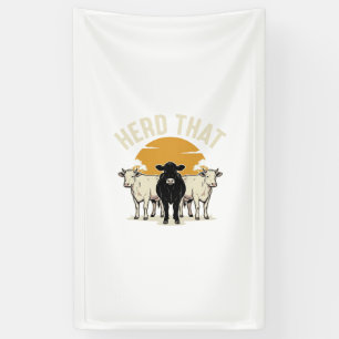 Lustige Kuh-Herde Vintage-Stich-Design Banner