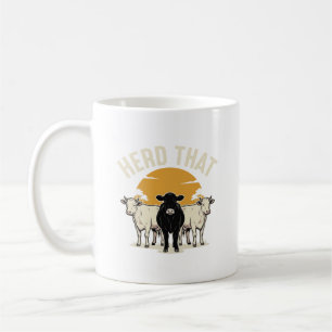 Lustige Kuh im Herden-Vintage-Stich-Design Kaffeetasse