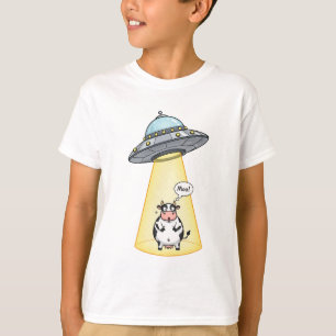 Lustige Kuh-Kinder Alien-Entführung T-Shirt