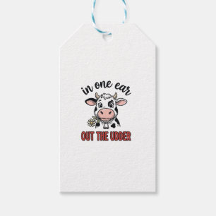 Lustige Kuh mit einem Ohr aus dem Euter-Shirt-Desi Geschenkanhänger
