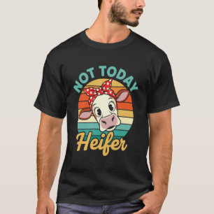 Lustige Kuh Nicht Heute Färse Retro Vintage Design T-Shirt