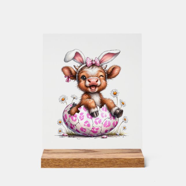 Lustige Kuh Ostern Hase Süße Highland Kühe Liebhab Acrylschild (Vorderseite)