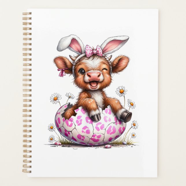 Lustige Kuh Ostern Hase Süße Highland Kühe Liebhab Planer (Vorderseite)