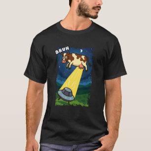 Lustige Kuh Tierliebhaber Bruh UFO Alien Jungen Mä T-Shirt