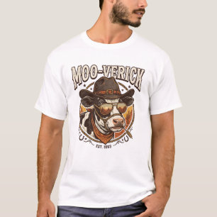 Lustige Kuh-Wortspiel Vintage Western-Ästhetik T-Shirt