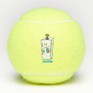Lustige Kühlschrank-Cartoon-Illustration Tennisbälle