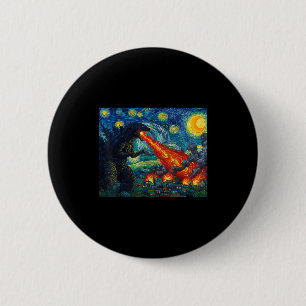Lustige Kunst japanisches Monster Kaiju in Van Gog Button