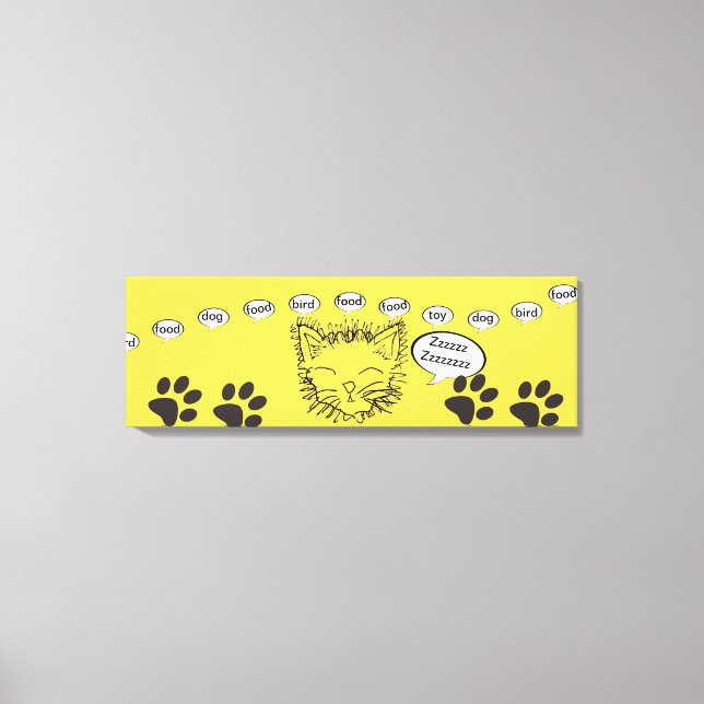 Lustige Kunst-Katzen-schläfrige Miezekatze-Träume Leinwanddruck (Vorderseite)