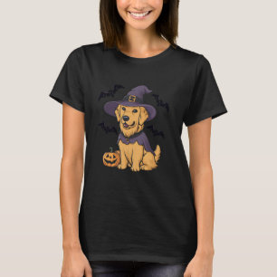 Lustige Kürbis-Fledermaus-Hexe Golden Retriever Hu T-Shirt