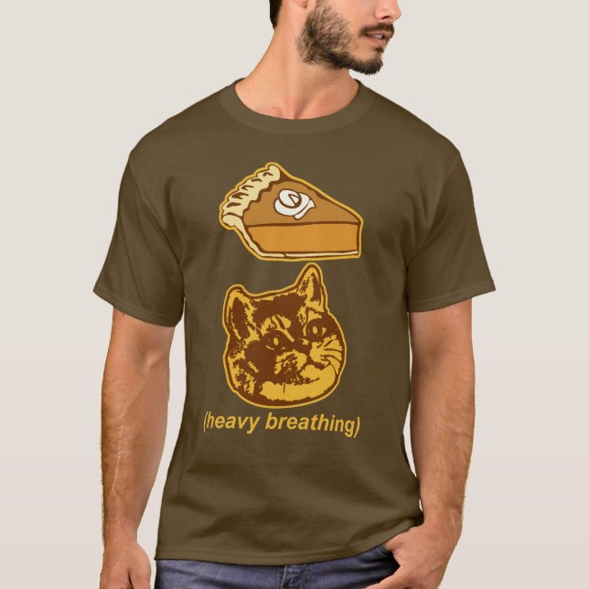 Lustige Kürbiskuchen-schwere Atmungs-Katze Meme T-Shirt (Vorderseite)