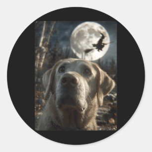 Lustige Labradordame Selfie Vollmond Fliegend Runder Aufkleber