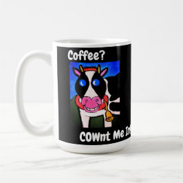 Lustige lächelnde Cartoon-Kaffee-liebevolle Kuh Kaffeetasse