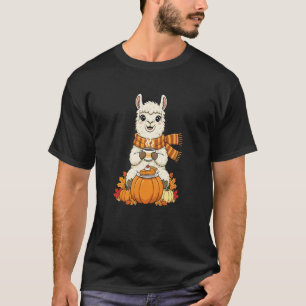 Lustige Lama Kaffee Herbst Erntedankfest Damen Her T-Shirt