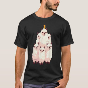 Lustige Lama-Weihnachtsbaumlichter Alpaka-Tiere L T-Shirt
