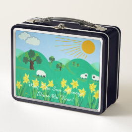 lustige landschaftliche Darstellung niedlicher Sch Metall Brotdose