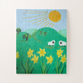 lustige landschaftliche Darstellung niedlicher Sch Puzzle