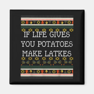 Lustige Latkes Dreidel Hanukkah Essen Menora mache Magnet