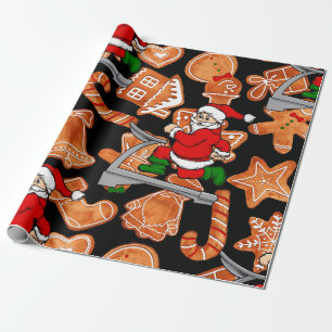 lustige Laufband-Weihnachtsmann-Kekse Geschenkpapier