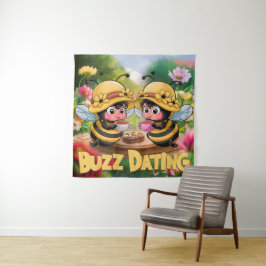 Lustige Launische Bienen Summen Beim Dating Wandteppich