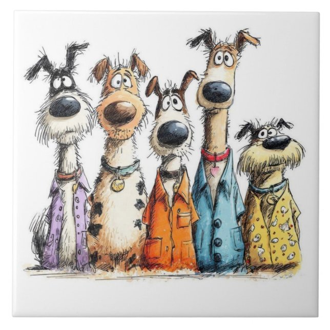 Lustige launische Hunde Fliese (Vorderseite)