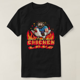Lustige Lava-Huhn-Bergleute trendy Pixel-Spiele-Ge T-Shirt