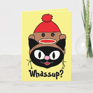 Lustige leere Innenseite Cartoon-Katze mit Sockena Karte