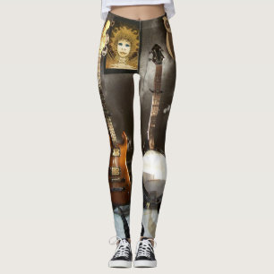 Lustige Leggings mit eingewickeltem Gitarren-und