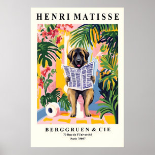 Lustige Leonberger Kunst - Hund auf Toilette, Mati Poster