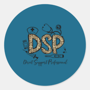 Lustige Leopard DSP Direct Support Professional Wo Runder Aufkleber