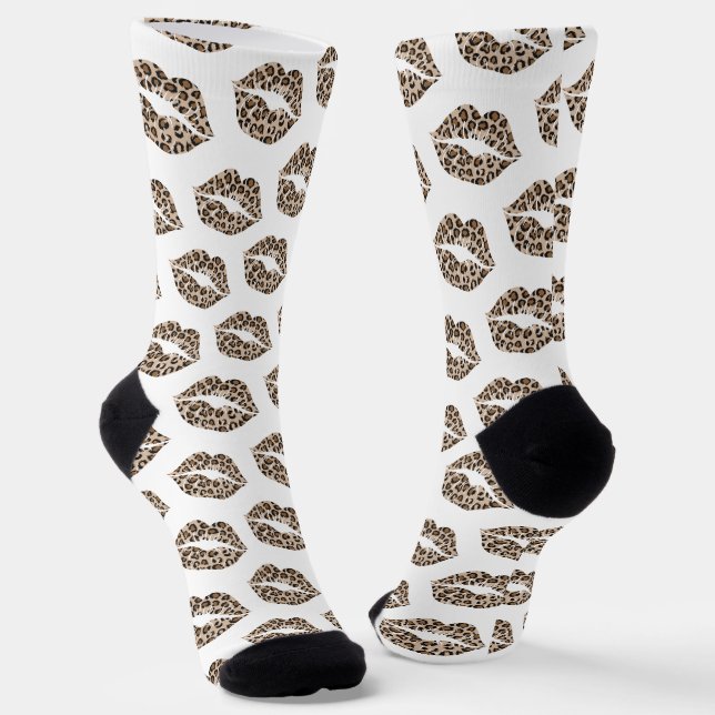 Lustige Leopard-Lippen Socken (Gewinkelt)
