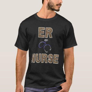 Lustige Leopardendruck-Beschriftung Er-Krankenschw T-Shirt
