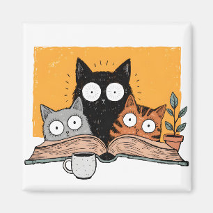 Lustige lesende Katzen Illustration Magnet
