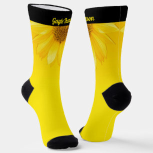 Lustige leuchtend gelbe Sonnenblume mit personalis Socken