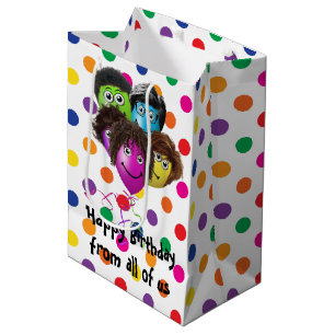 Lustige Leute Geburtstagsballons auf Punkten Mittlere Geschenktüte