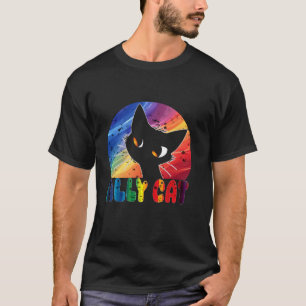 Lustige LGBT-Unterstützer-Katze Regenbogen Schwule T-Shirt