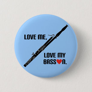 Lustige Liebe ich, Liebe mein Bassoon-Geschenk Button