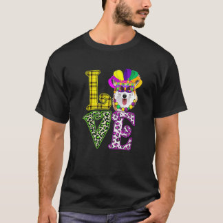 Lustige Liebe Mardi Gras Corgi Hund Papa Hund Mama T-Shirt