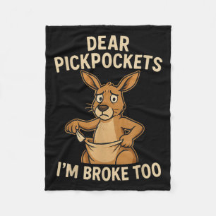 Lustige liebe Tickets Ich bin auch pleite Känguru  Fleecedecke