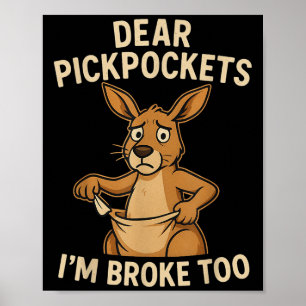 Lustige liebe Tickets Ich bin auch pleite Känguru Poster