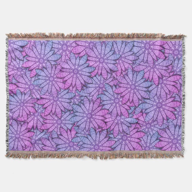 Lustige lila Blumen Decke (Vorderseite)