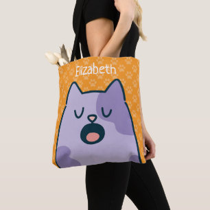 Lustige lila Cartoon-Katze, Namensoption auf Orang