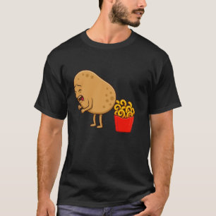 Lustige Locken Pommes Frites Designs Kartoffel Ess T-Shirt