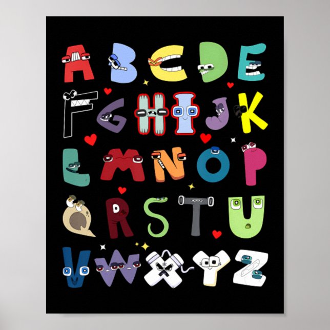 Lustige Lore Alphabet A bis Z Hallo Buchstabe für  Poster (Vorne)